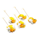 Gold Plated Floral Yellow And White Gotta Patti Maang Tikka  (Mehandi,Haldi,Bridal,Baby Shower)