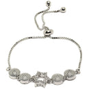 Rhodium-Plated Silver Toned Star Shaped White American Diamond studded Bracelet