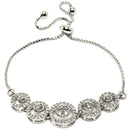 Rhodium-Plated Silver Toned Circular Shaped White American Diamond studded  Bracelet