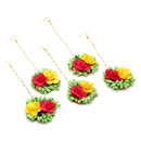 Gold Plated Floral Pink Yellow And Green Gotta Patti Maang Tikka  (Mehandi,Haldi,Bridal,Baby Shower)