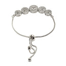 Rhodium-Plated Silver Toned Circular Shaped White American Diamond studded  Bracelet