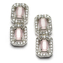 Rhodium-Plated Pink American Diamonds Studded Quadrate Shaped Necklace & Earrings Jewellery Set
