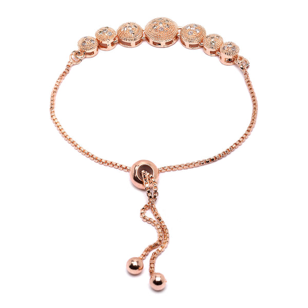 Rose Gold Plated Round Shaped White American Diamond studded  Bracelet