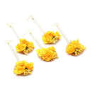 Gold Plated Floral Yellow And Golden Gotta Patti Maang Tikka  (Mehandi,Haldi,Bridal,Baby Shower)