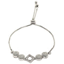 Rhodium-Plated Silver Toned Square Shaped White American Diamond studded Bracelet