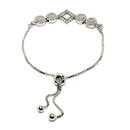 Rhodium-Plated Silver Toned Square Shaped White American Diamond studded Bracelet