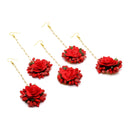 Gold Plated Floral Red And Green Gotta Patti Maang Tikka (Mehandi,Haldi,Bridal,Baby Shower)