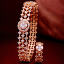 Rose Gold-Plated Round White American Diamond Studded Bangle & Ring Set