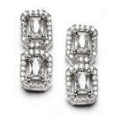 Rhodium-Plated White American Diamonds Studded Quadrate Shaped Necklace & Earrings Jewellery Set