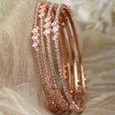 Rose Gold-Plated White American Diamond studded Bangles Jewellery Set (Set Of 4)