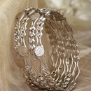 Oxidised Silver-Plated White American Diamond studded Temple Coin Bangles Jewellery Set (Set Of 4)