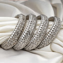Set Of 4 Oxidised Silver-Plated Classic Intricate Textured Bangles Jewellery Set