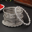 Oxidised Silver-Plated Textured Bangles Jewellery Set (Set Of 20)
