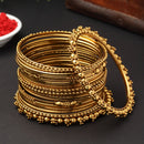 Gold-Plated Mehandi Toned Textured Bangles Jewellery Set (Set Of 20)