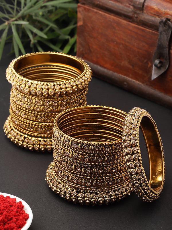 Gold-Plated Set Of 28 Bangles
