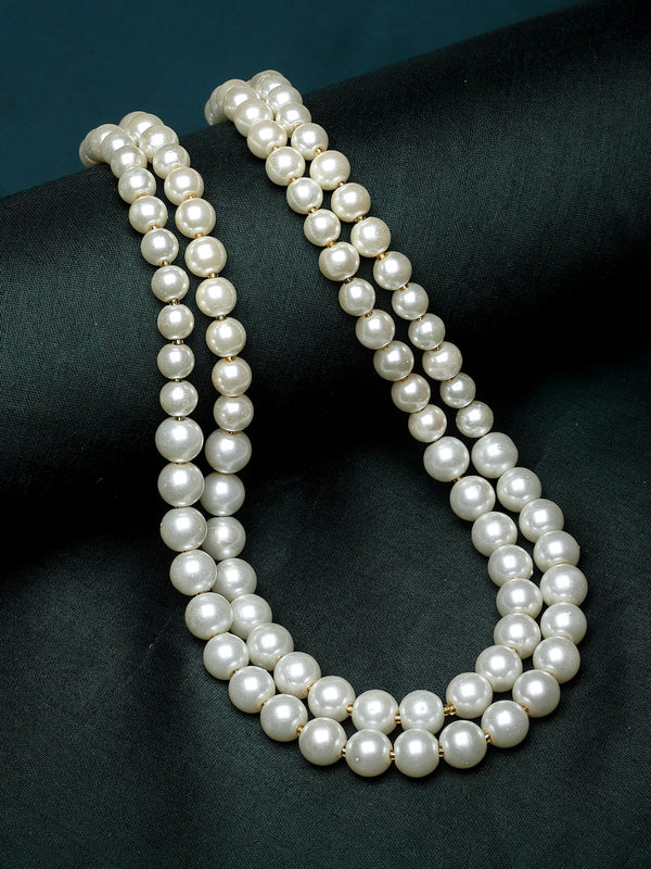 Gold-Plated White Pearls Studded Layered Necklace
