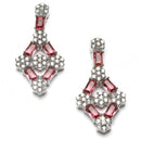 Rhodium-Plated Red American Diamond Studded Necklace With Earrings Jewellery Set
