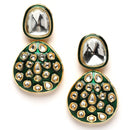 Gold-Plated Kundan Studded Green Enamelled Necklace With Earrings Jewellery Set