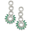 Rhodium-Plated Green American Diamond Studded Classic Necklace with Earrings Jewellery Set