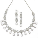 Rhodium-Plated White American Diamond Studded Intriguing Necklace & Earrings Jewellery Set