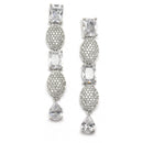 Rhodium-Plated White American Diamond Studded Intriguing Necklace & Earrings Jewellery Set