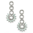 Rhodium-Plated Sea Green American Diamond Studded Classic Necklace with Earrings Jewellery Set
