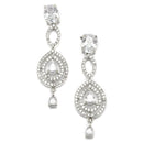 Rhodium-Plated White American Diamond Studded Abstract Necklace & Earrings Jewellery Set