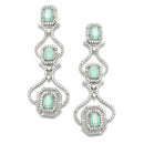Rhodium-Plated Sea Green American Diamond Studded Outlandish Design Necklace & Earrings Jewellery Set