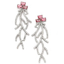 Rhodium-Plated Red American Diamond Studded Eccentric Design Necklace & Earrings Jewellery Set