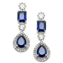Rhodium-Plated Navy Blue American Diamond Studded Fashionable Necklace & Earrings Jewellery Set