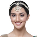 Gold-Plated White Kundan studded Crescent Shaped Sheeshphool
