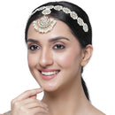 Gold-Plated White Kundan studded Crescent Shaped Sheeshphool