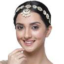 Gold-Plated White Kundan studded Crescent Shaped Sheeshphool