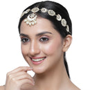Gold-Plated White Kundan studded Crescent Shaped Sheeshphool
