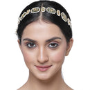 Gold-Plated Green Kundan Studded Hexagonal MathaPatti