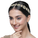 Gold-Plated Green Kundan Studded Hexagonal MathaPatti