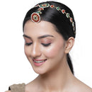 Gold-Plated White & Red Stones and Beads studded Borla Style Sheeshphool