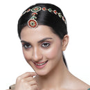 Gold-Plated White & Red Stones and Beads studded Borla Style Sheeshphool