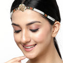 Gold-Plated Multi-Colour Artificial Stones and Beads studded Borla Style Matha Patti
