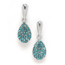 Silver-Plated Blue & White Cubic Zirconia Studded Teardrop Shaped Necklace with Earrings Jewellery Set