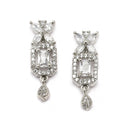 Rhodium-Plated White American Diamonds Studded Cubical Necklace & Earrings Jewellery Set