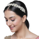 Gold-Plated Square & Round Shape White Kundan studded Matha Patti