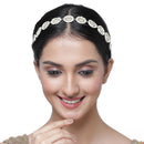 Gold-Plated Round Shape White Kundan studded Matha Patti