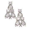 Rhodium-Plated White American Diamond Studded Contemporary Necklace with Earrings Jewellery Set