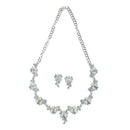 Silver-Plated Blue Cubic Zirconia & White Pearls Studded Jewellery Set