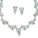 Silver-Plated Blue Cubic Zirconia & White Pearls Studded Jewellery Set