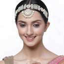 Gold-Plated White Kundan studded Crescent Shaped Sheeshphool