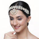 Gold-Plated White Kundan studded Crescent Shaped Sheeshphool