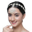 Gold-Plated Round White Kundan studded Crescent Shaped Sheeshphool