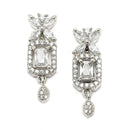 Rhodium-Plated Pink & Sea Green American Diamonds Studded Cubical Necklace & Earrings Jewellery Set